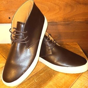 Express Mens Lace-up Brown Faux Leather Chukka